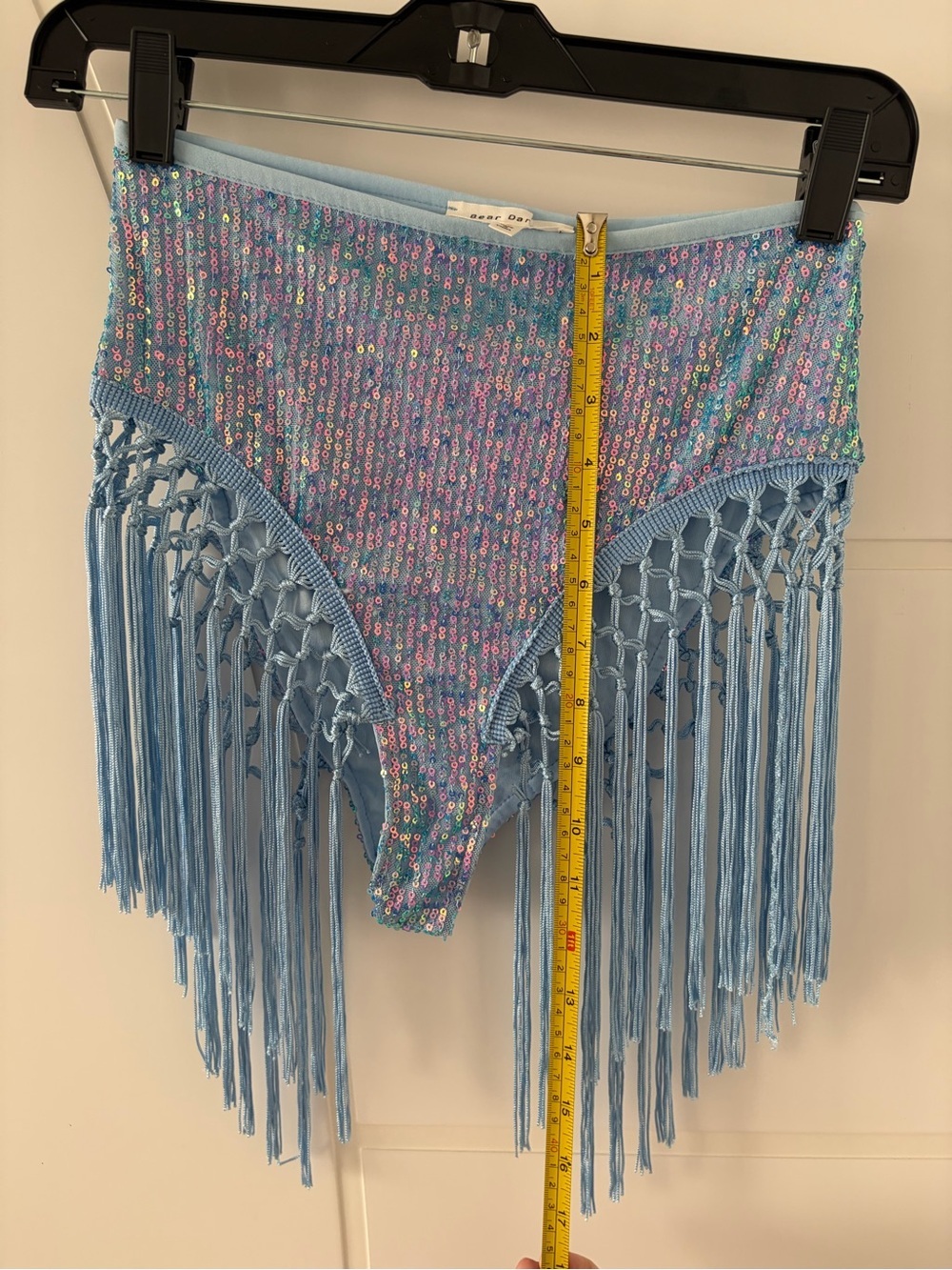 Small Iridescent Sequin Fringe Bottoms Y2K Festival Rave Disco Mermaid - Picture 6 of 10